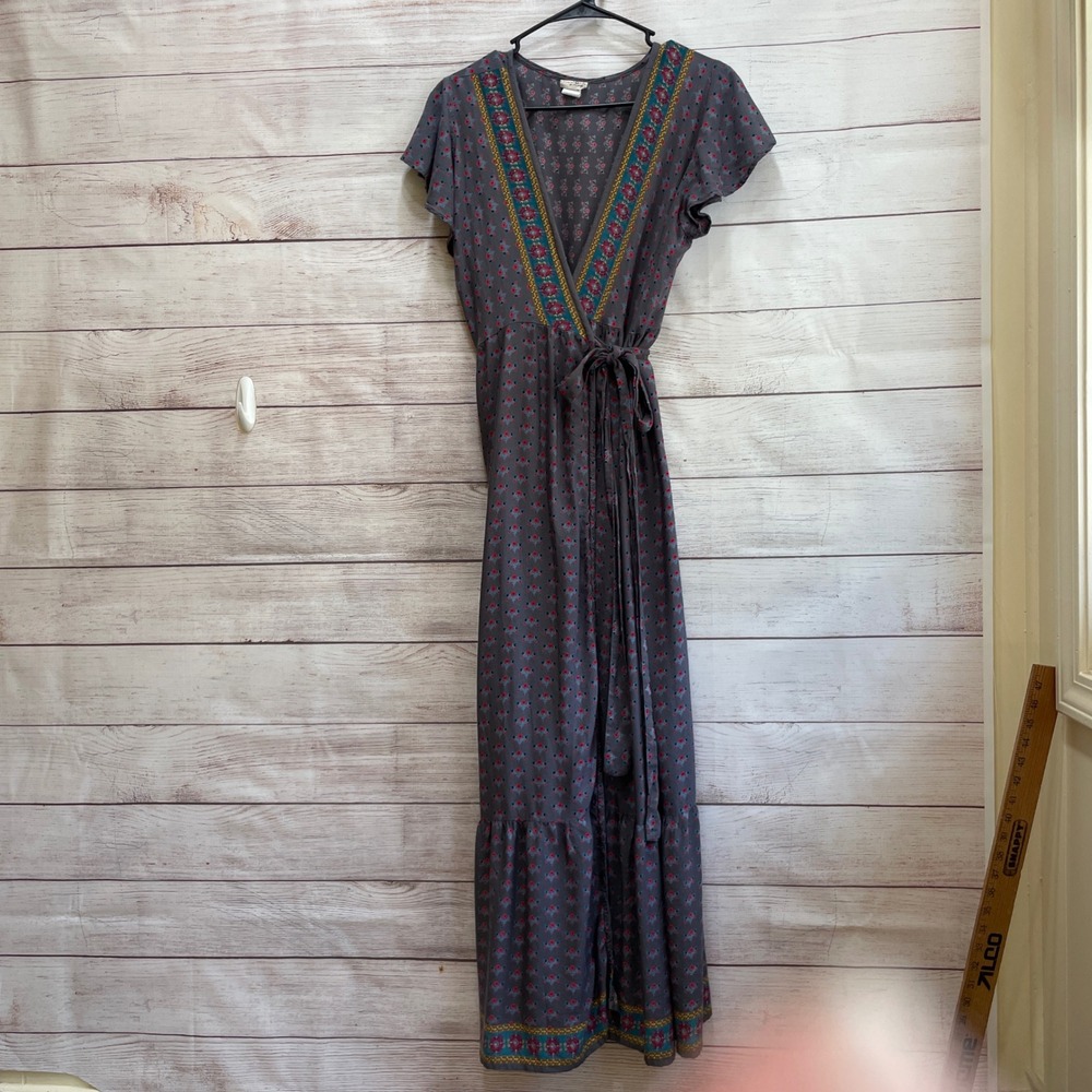 NATURAL LIFE FLORAL PRINT WRAP MAXI DRESS